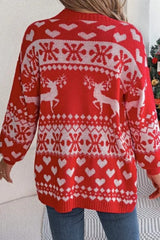 Christmas Deer Pocket Lantern Sleeve Christmas Cardigan