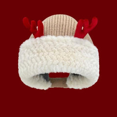 Reindeer Plush Knit Earflap Christmas Hat