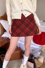 High Waist Plaid A-Line Christmas Skirt