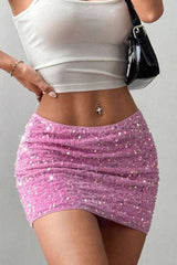 Velvet Sequin Bodycon Mini Christmas Skirt