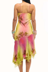 Robe midi imprimée bohème dos nu