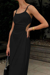 Robe midi dos nu à lacets