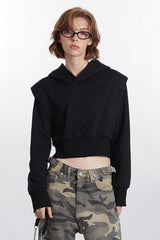 Cropped Solid Color Hoodie