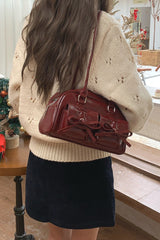 Sac bowling à nœud papillon, sac à bandoulière chic, sac fourre-tout