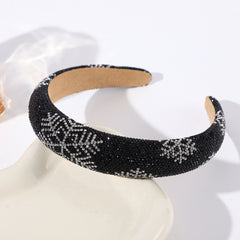 Accessoire pour cheveux large en éponge ornée de strass et de flocons de neige de Noël