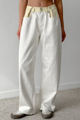Colorblock Loose Straight Jeans