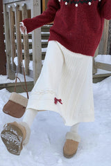 Bow Detail Knit A-Line Christmas Skirt