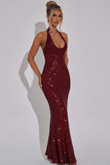 Rhinestone Halter Bodycon Party Dress