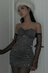 Satin Bustier Cutout Party Dress