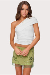 Jupe de Noël moulante mini à sequins brodés