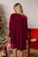 Robe mini en velours ample à découpes et taille nouée