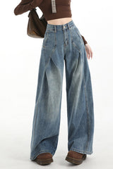 Wrinkled Vintage Wide Leg Jeans