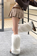 Jupe de Noël plissée à motif pied-de-poule et taille haute