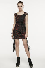 Gothic Wormhole Print Drawstring Eyelet Dress