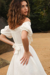 Off Shoulder Tie Waist Mini Dress