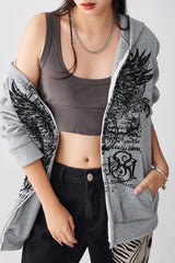 Loose Graphic Zip Hoodie