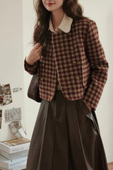 Vintage Plaid Single Breasted Christmas Outerwear