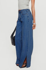 Low Rise Wide Leg Split Jeans