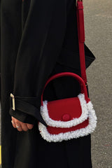 Sac à main carré rouge flou, mini sac bandoulière