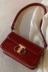 Wine Red Structured Mini Square Shoulder Crossbody Bag