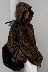 Corduroy Leopard Print Hoodie