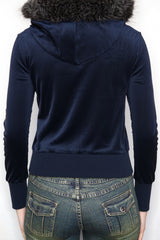 Faux Fur Velvet Zip Hoodie