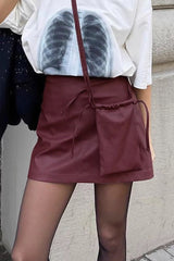 Red Matte Leather Christmas Skirt