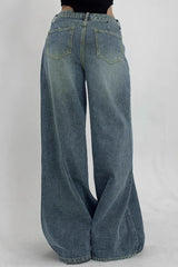 Jean long à jambes larges et délavés