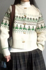 Retro Jacquard Christmas Cardigan