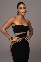 Strapless Cutout Bodycon Midi Dress