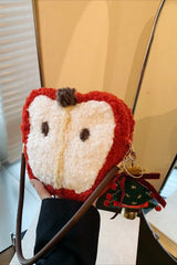 Sac à pomme en sherpa duveteux, mignon petit sac à main à bandoulière