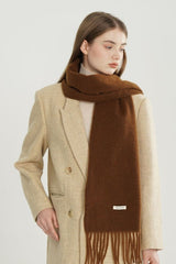 Solid Woven Fringe Wool Blend Christmas Scarf