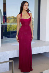 Halter Neck Backless Slip Dress