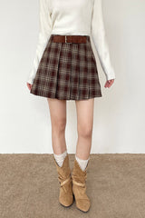 Jupe de Noël plissée à carreaux vintage