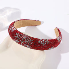 Accessoire pour cheveux large en éponge ornée de strass et de flocons de neige de Noël