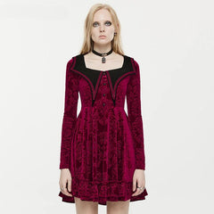 Gothic Bat Shaped Velvet Mysterious Mini Dress