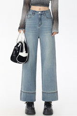 High Waist Cropped Straight Jeans