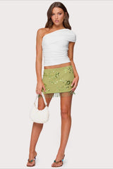 Jupe de Noël moulante mini à sequins brodés