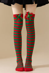 Chaussettes de Noël rayées en maille douce