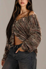 Colorful V Neck Striped Knit Sweater