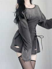 Robe courte Acubi fumée à lacets