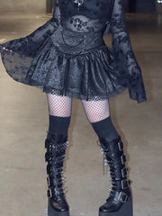 Jupe taille haute en dentelle à chaîne gothique, alt-goth, fairycore et grunge