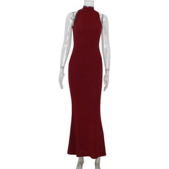 Arrival Party Red Carpet Dress Elegant Halter Sheath Fishtail Dress