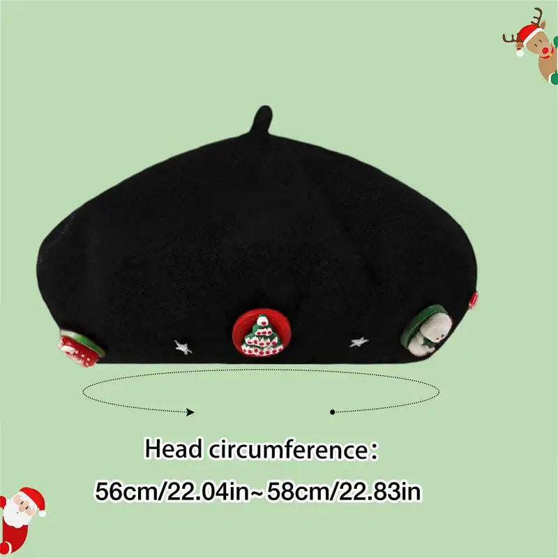 Vintage French Artist Christmas Beret Hat Hat-L