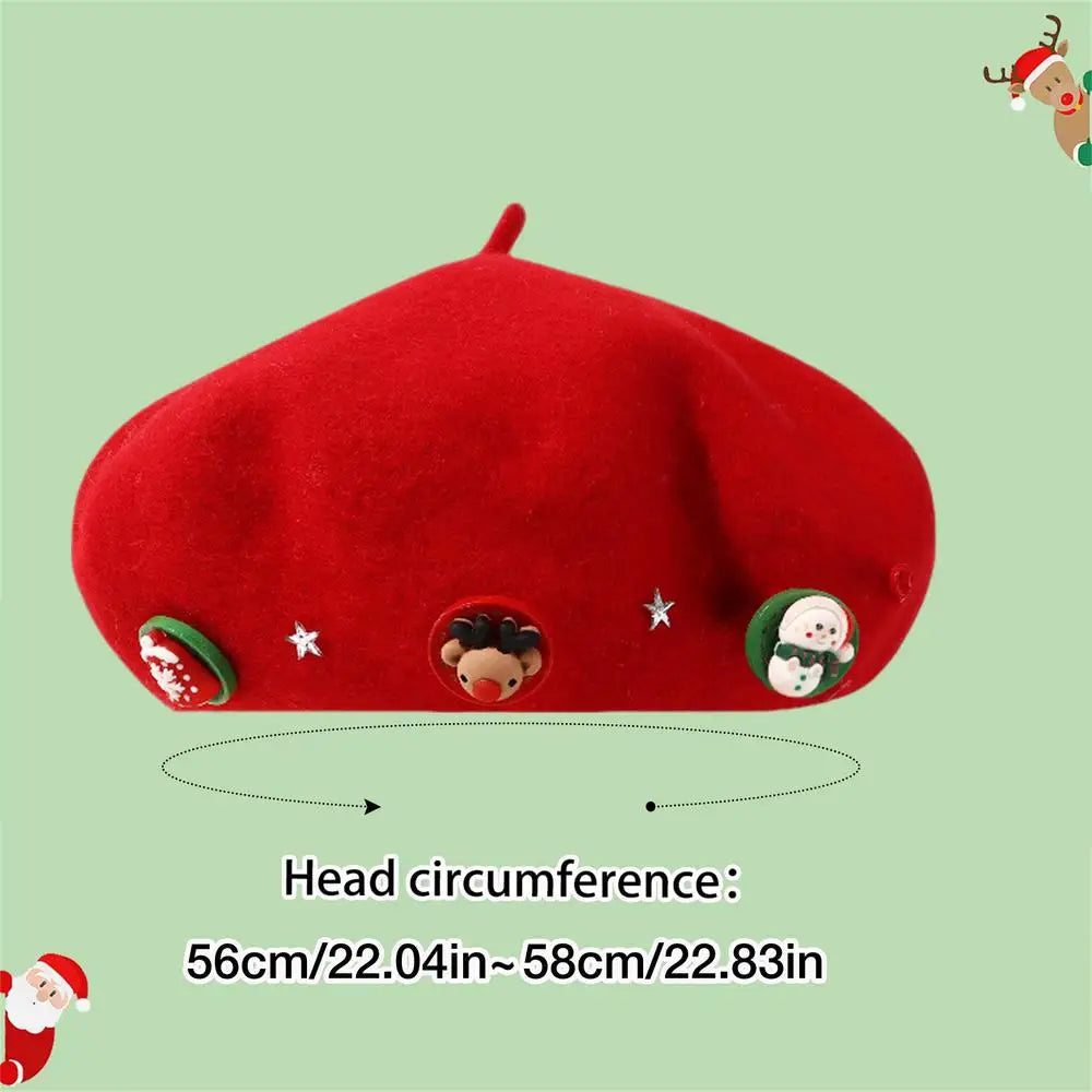 Vintage French Artist Christmas Beret Hat Red Hat-L