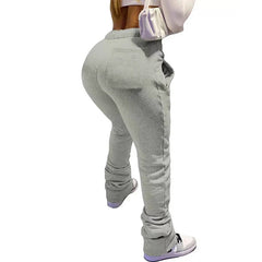 Pantalon de jogging d'automne épais, taille haute, à lacets et à lacets, couleur unie décontractée