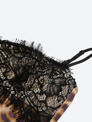 Robe mini en dentelle léopard Baddie