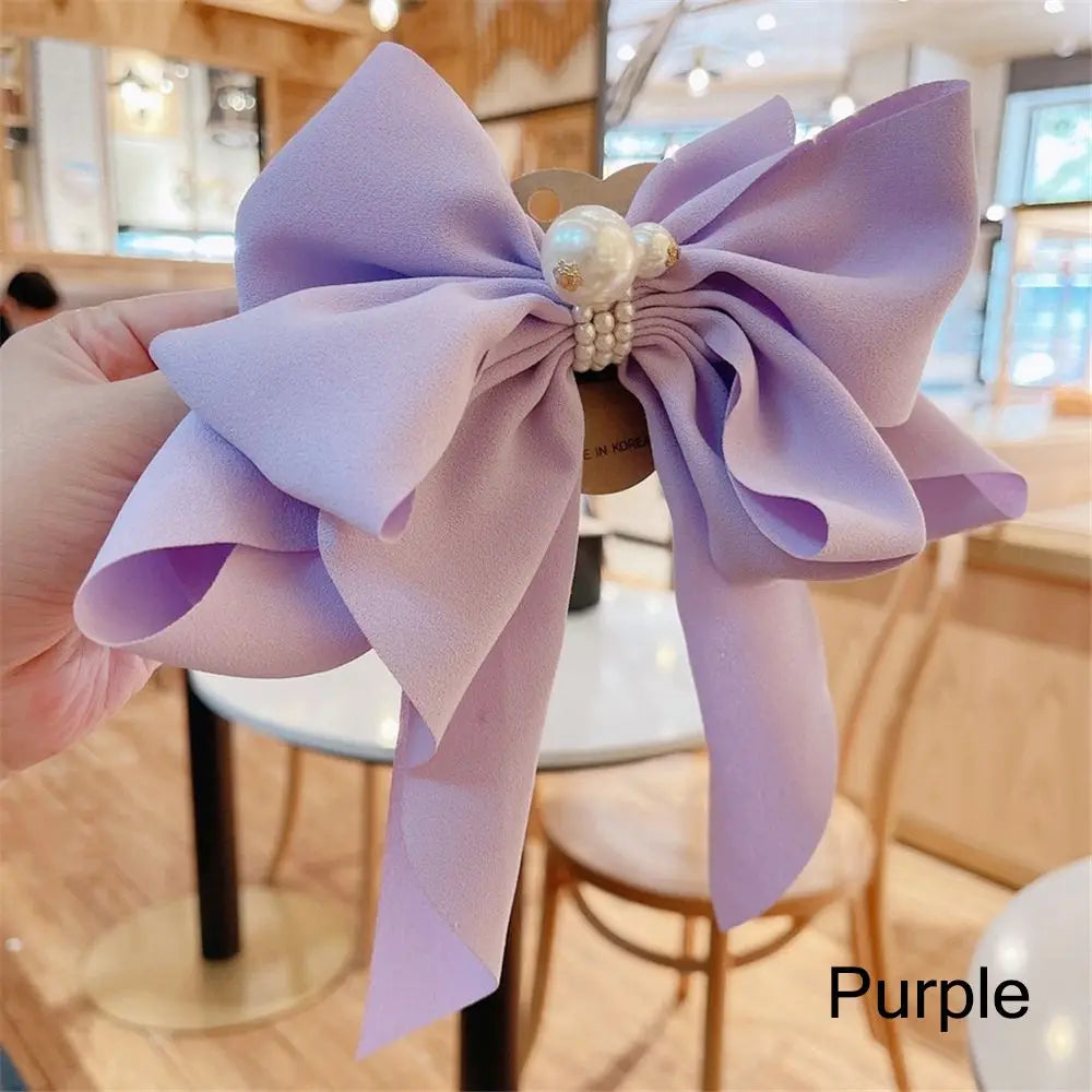 Ribbon Bowknot Ponytail Hair Accessory - Spring Fashion Christmas Purple Accessories-L