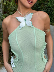 Robe longue à découpe papillon