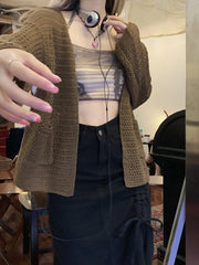 Manteaux d'été fins et amples à bretelles pour femmes, tricotés avec protection solaire et ajourés